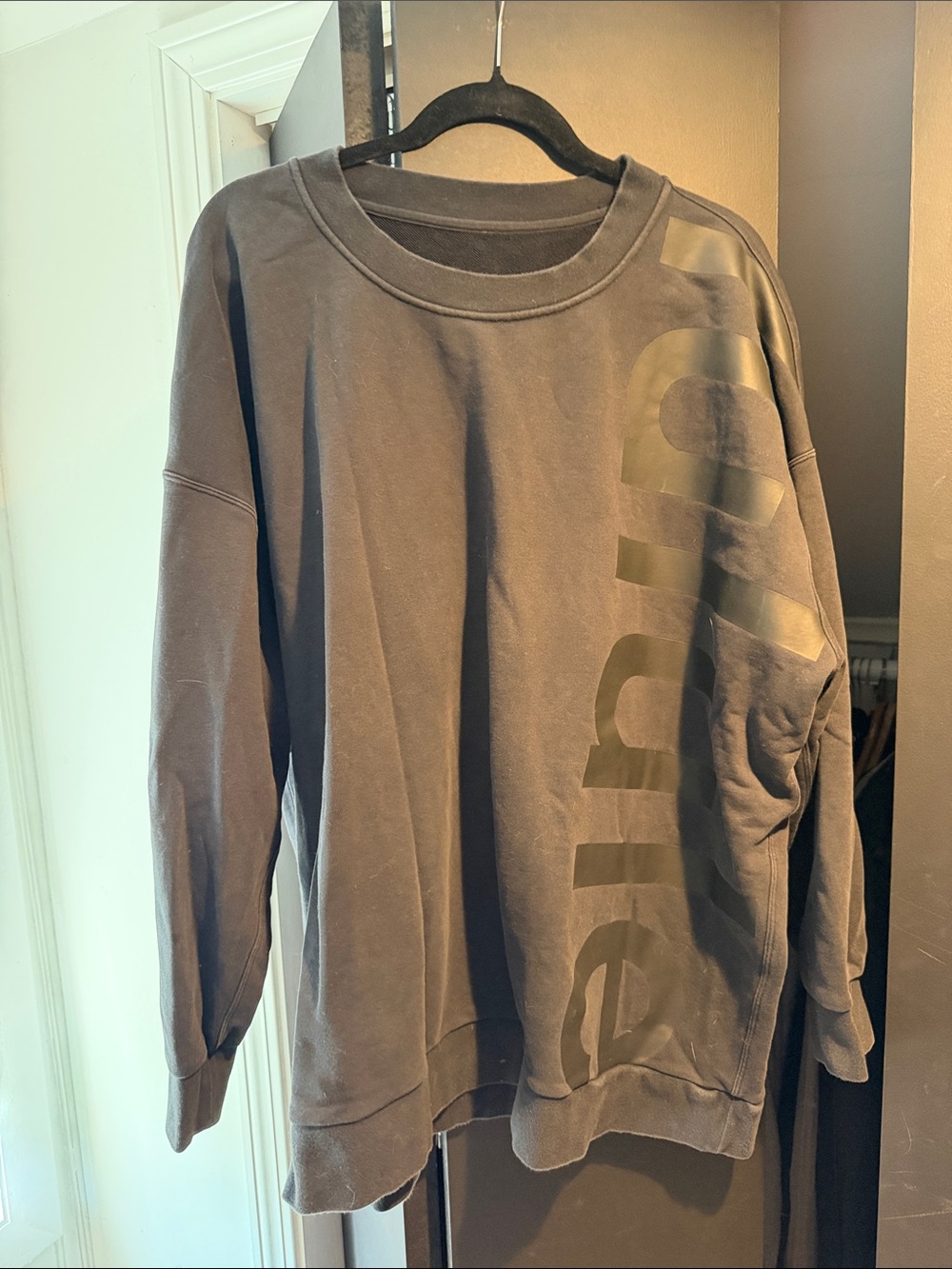 lululemon athletica Charcoal Gray Crewneck Sweatshirt with Tonal Logo
